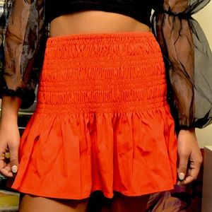 YYA Red High Waisted Mini Skirt